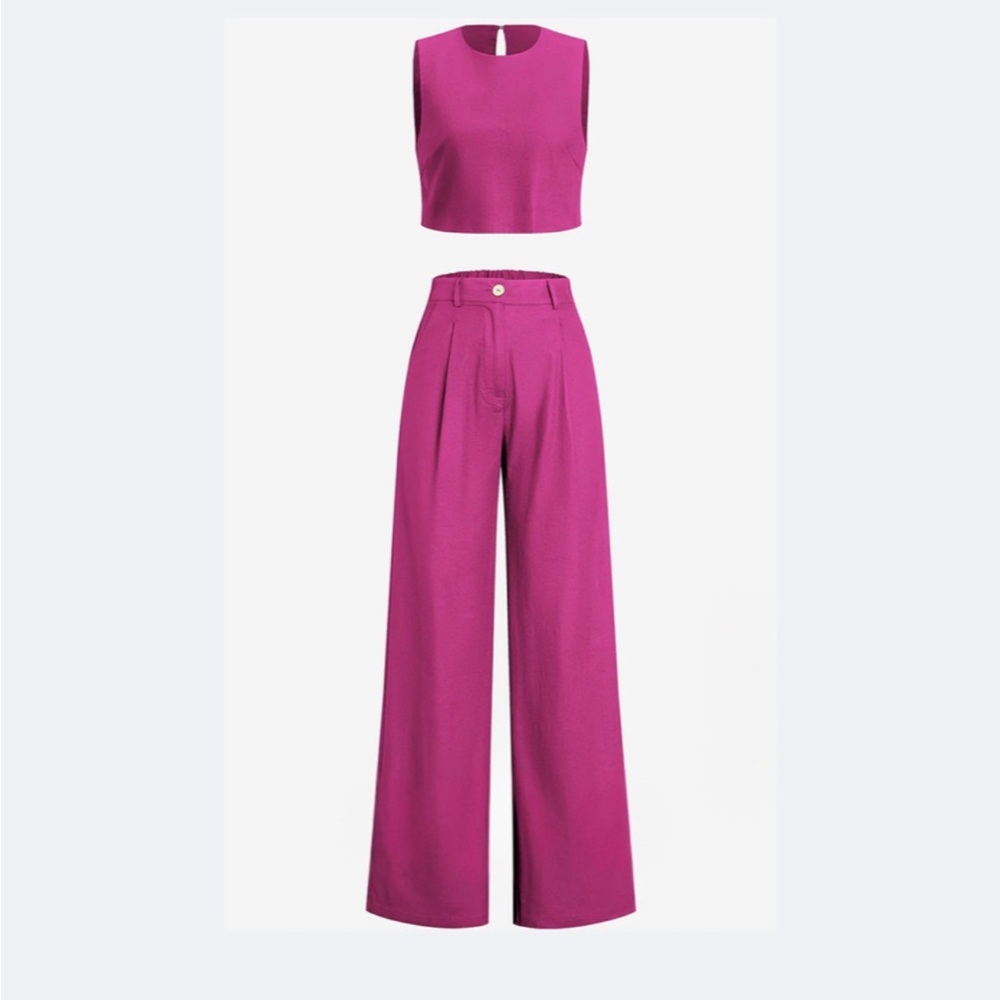 Commense Pink Wide Leg Pants & Jumpsuits